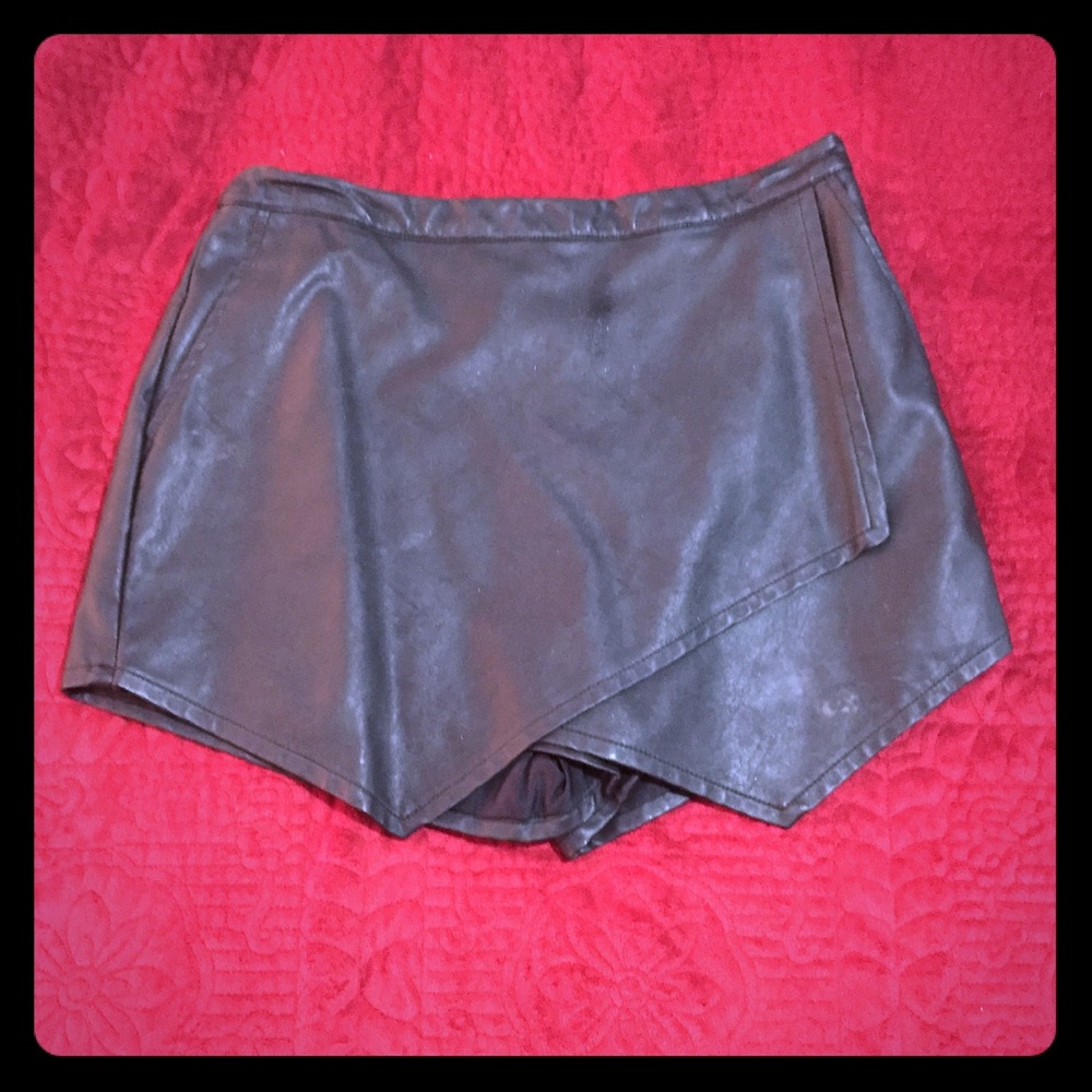 Black leather skirt looking shorts